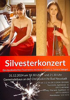 Der Handzettel als Einladung zum Silvesterkonzert zeigt beide Musikerinnen.