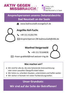 Das Plakat mit den Ansprechpersonen unseres Dekanatsbezirks bei sexualisierter Gewalt.